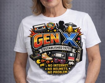 Gen X Established 1971 T-Shirt, Retro Unplugged Nostalgia Tee