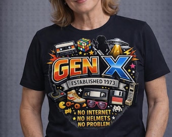 Gen X Established 1973 T-Shirt, Retro No Internet No Helmets
