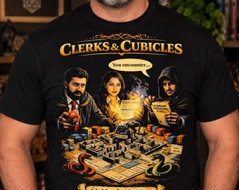 Camiseta divertida de rol "Certificados y cubículos" - "Principalmente reuniones", camiseta con humor de oficina inspirada en juegos de rol, regalo para jugadores de juegos de mesa, camiseta de Dungeon Master.