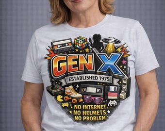 Gen X Established 1975 T-Shirt, Retro 80s 90s Nostalgia Tee