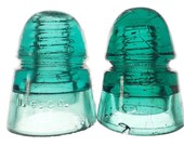 Lot of 2 BEEHIVE STYLE Antique Glass Telegraph Insulators From the Early 1900 39 s LYN