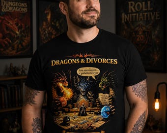 Camiseta de Dragones y Divorcios, Camiseta Divertida sobre el Divorcio, Camiseta de Parodia de Juego de Rol Fantástico, Regalo para Jugadores de Mesa y Amantes de los Dragones