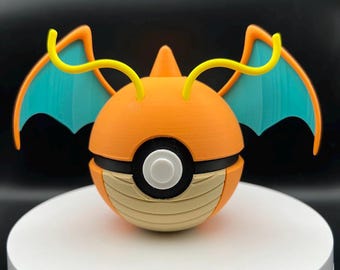 3D Printed Dragonite Themed PokeBall Display Piece Cosplay Accessory