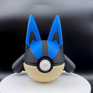 3D Printed Lucario Themed PokeBall Display Piece Cosplay Accessory