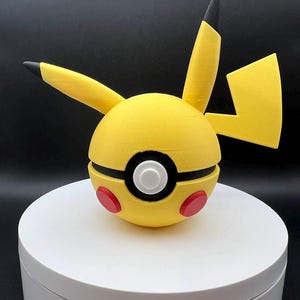 3D Printed Pikachu Themed PokeBall Display Piece Cosplay Accessory