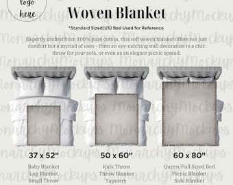 Woven Blanket Size Chart, Woven Blanket Mockup, Blanket Size Chart, Digital Download, Throw Blanket Mockup Size Chart, Gooten Blanket Mockup