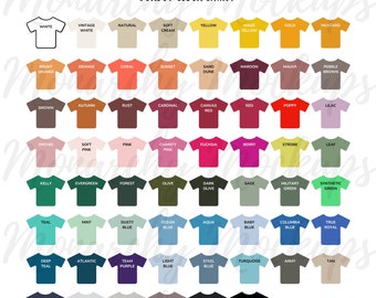 Bella Canvas Color Chart | Bella + Canvas 3001 Size Chart | Instant Download | Color Table | Bella Canvas 3001 Color Guide | SwiftPOD Colors