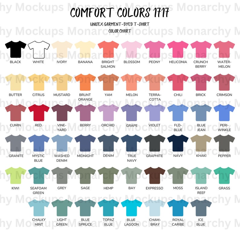 Comfort Colors Color Chart | Comfort Colors 1717 | Instant Download ...