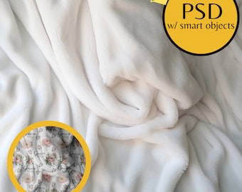 Velveteen Blanket Mockup, Editable Png Blanket,Blanket PSD with Smart Objects, PSD smart object and PNG,  Blanket Close up,Digital Download
