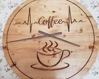Holz-Kaffee-Uhr