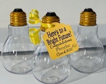 Graduation Favors; Here's To A Bright Future; Personalized Tag; Graduation Party; Class of 2026; Lightbulb Favor; Party Favor; 12 Bulbs/Tags
