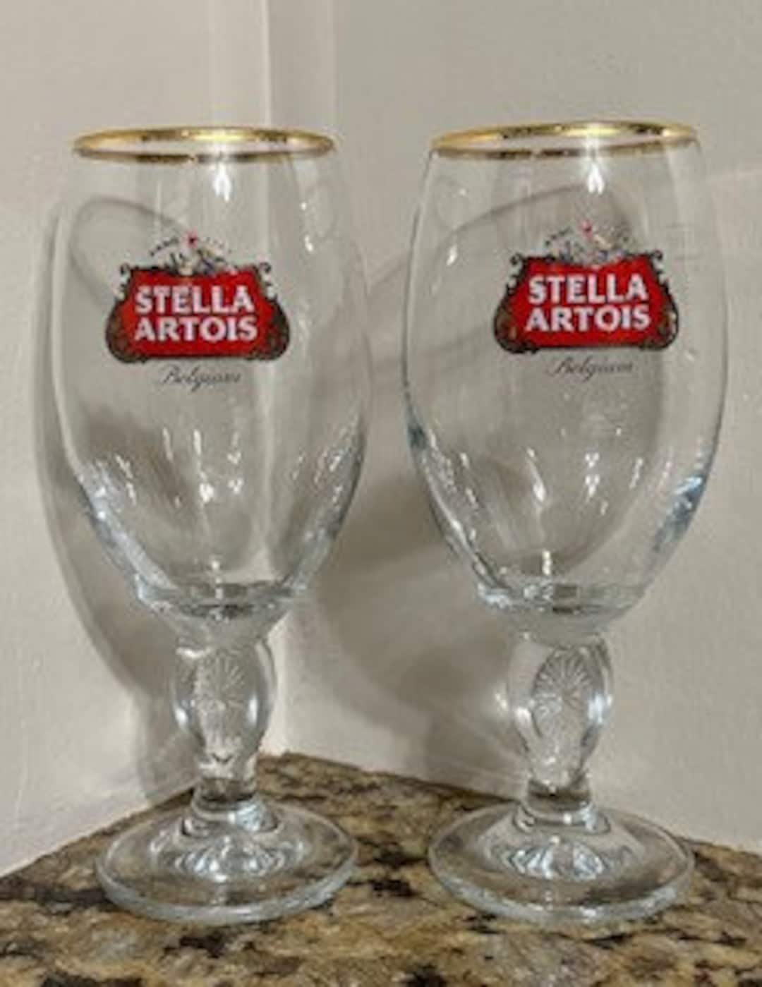 Set of 2 Stella Artois Beer Glasses Vintage Beer Glasses Etsy