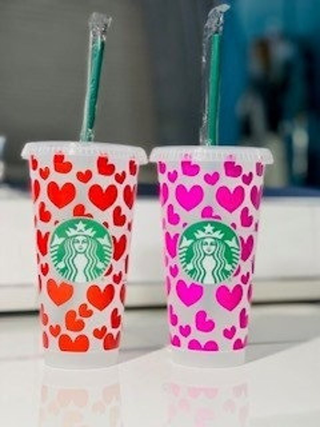 Starbucks Heart Cup Pink to Purple Hearts Color Changing Red Etsy