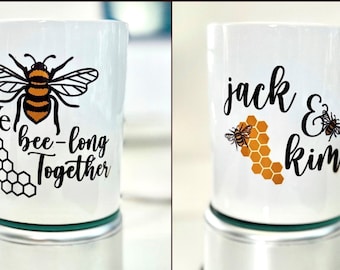 Bee Mug; We Bee-Long Together; Couples Gift; Anniversary Gift; Bridal Shower Gift; Personalized Gift; Double Sided Design; Gift Box