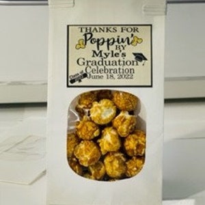 Personalized Popcorn Favors; Set of 10; Graduation Favor; Bridal Shower Favor; Baby Shower Favor; Thanks for Poppin by; Popcorn; Candy Table