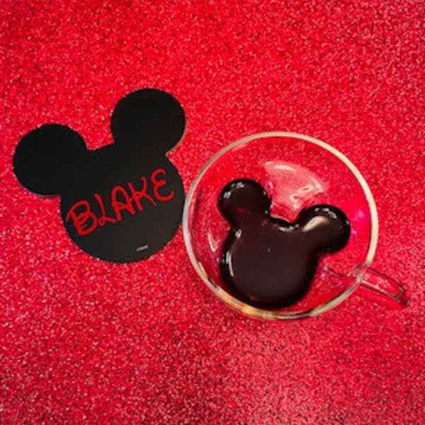 Mickey Double Wall Espresso Glass; Personalized Coaster; Disney Glass and Coaster; 5.4oz; 160ML; Glass and Coaster Set; Espresso Glass