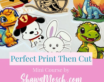 Perfect Print Then Cut Mini Course, Print then Cut Cricut, Print and Cut, Cricut, Cricut Stickers, How To Print Then Cut, How to Use Cricut