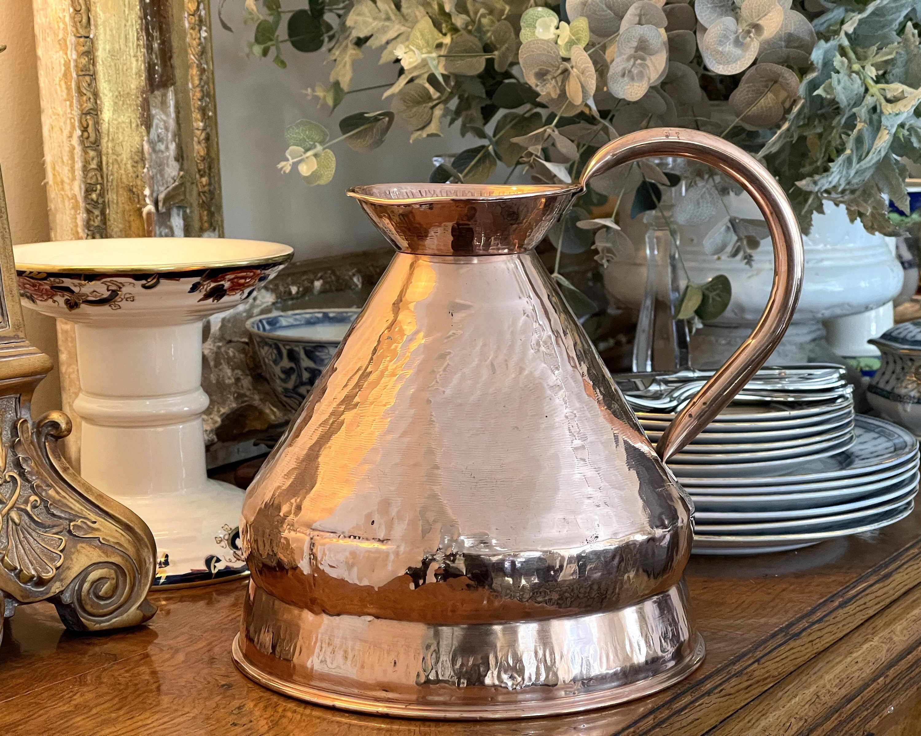 Large Vintage English Copper Haystack Jug Beautifully Etsy