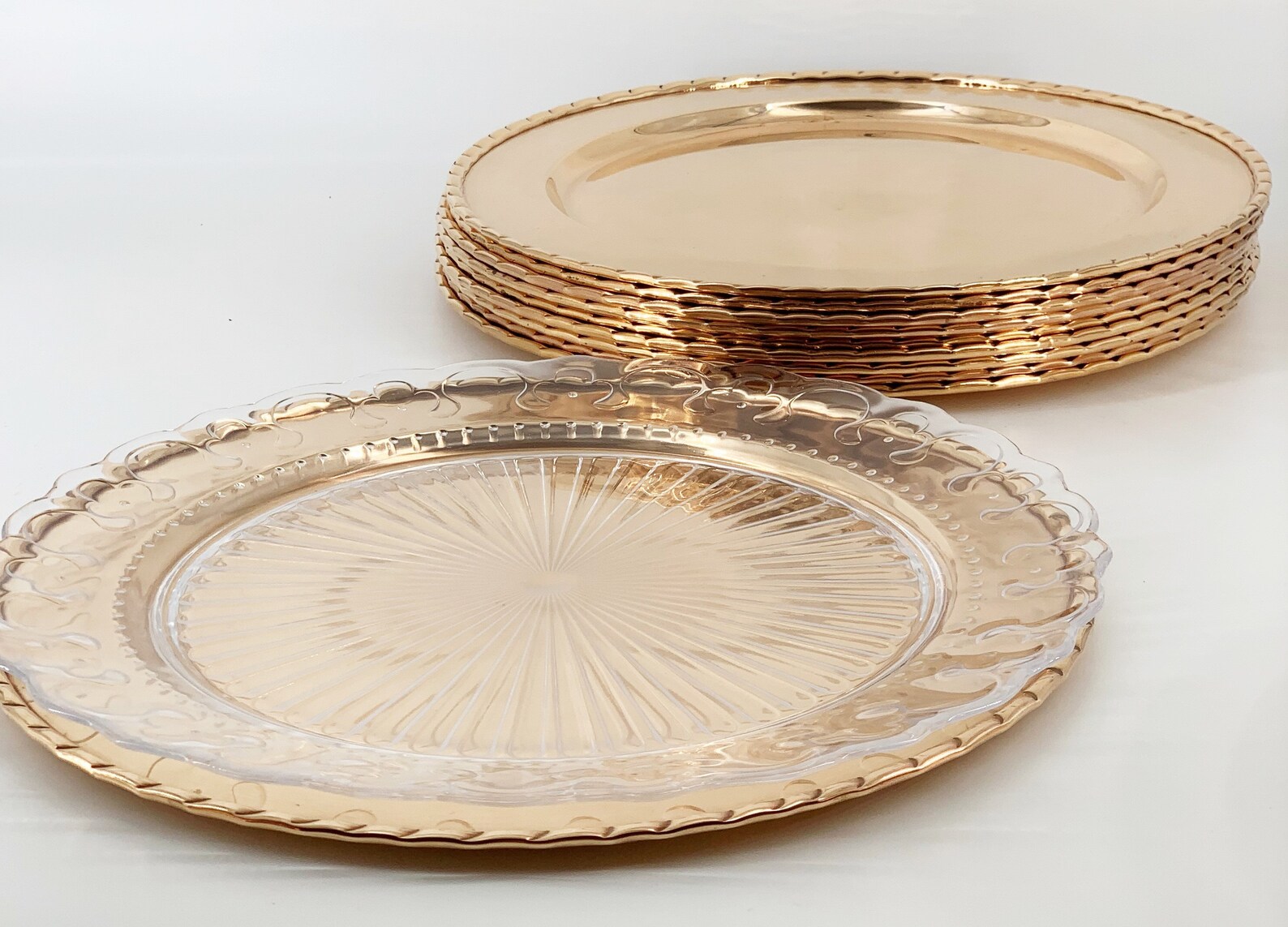 Vintage Artisan Large Copper Dinner Plates Pie Crust Edge Etsy