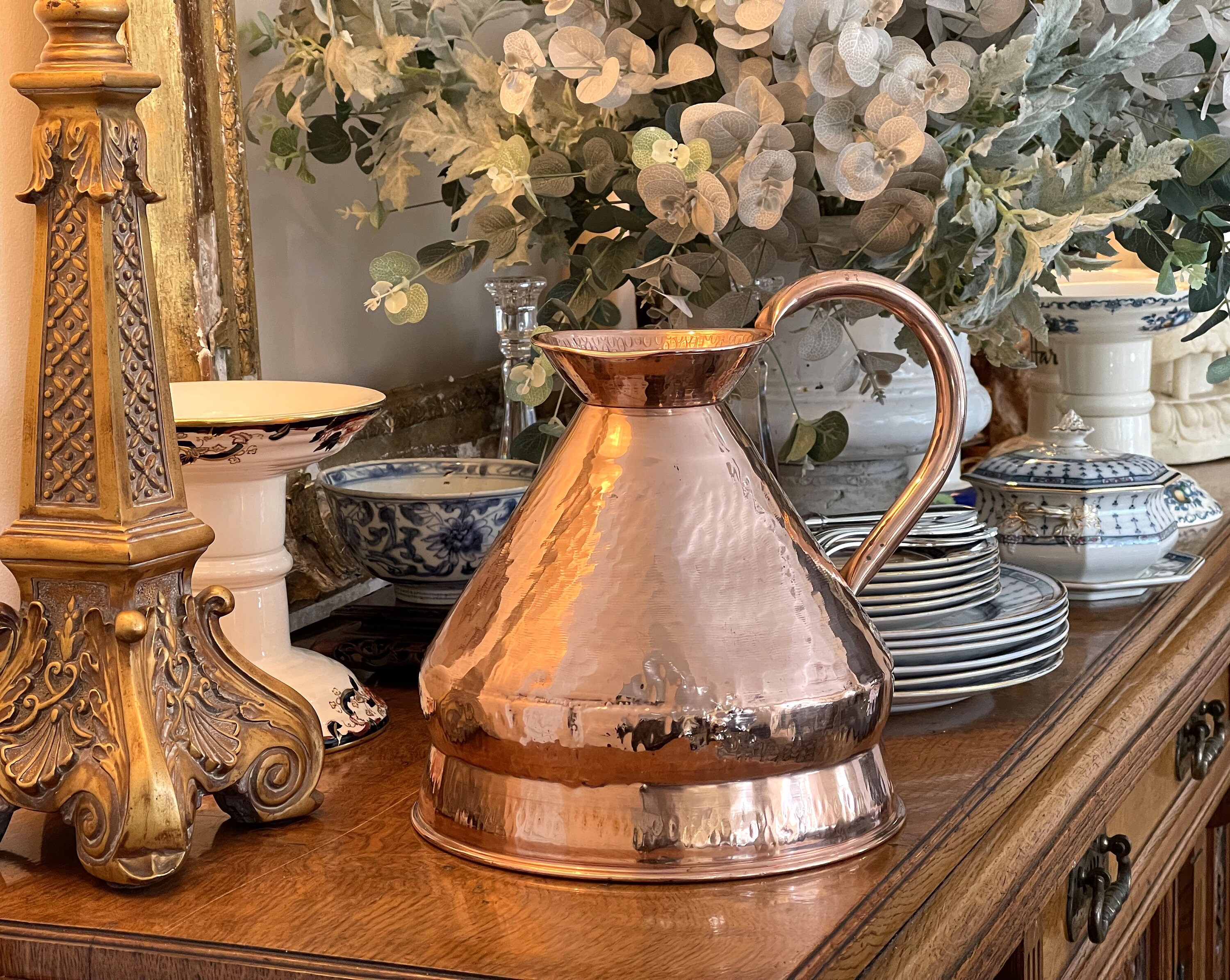 Large Vintage English Copper Haystack Jug Beautifully Etsy