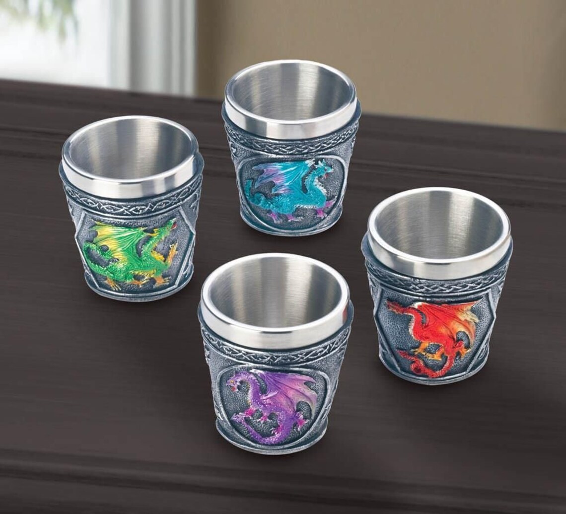 Mythical Dragon Shot Glasses Set of 4 Etsy