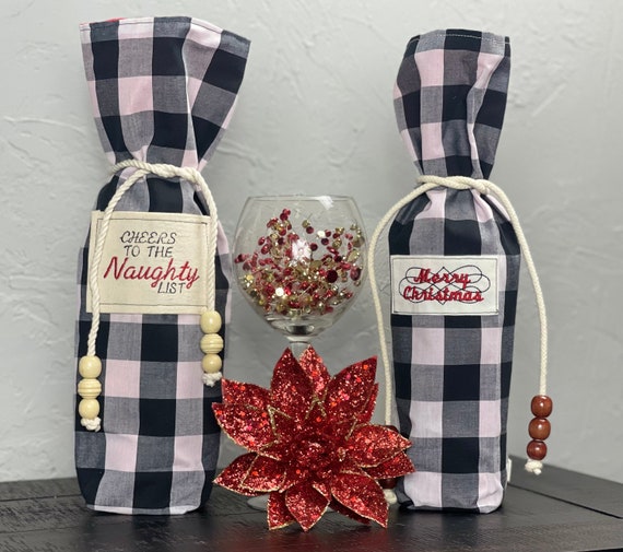 Christmas wine bottle gift bag