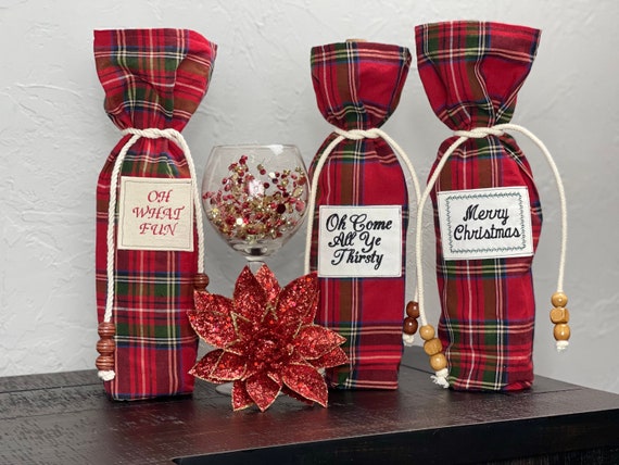Christmas wine bottle gift bags