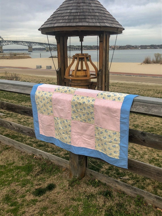 Handmade Lap Quilt for Mom or Grandma, Toddler Quilt, Baby Quilt, Floral Quilt