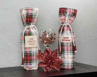 Christmas wine bottle gift bags