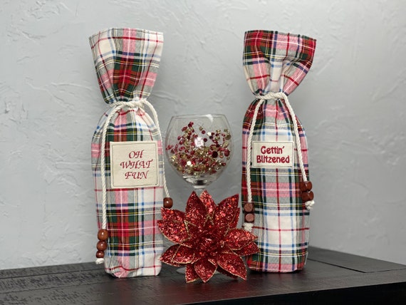 Christmas wine bottle gift bags