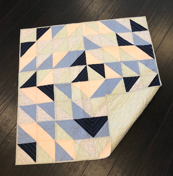 Baby Quilt, Modern, Geometric, Unisex, 100 Cotton, Handmade