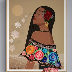 Quiero, Puedo y me lo Merezco,Chiapas Woman Wall Hanging poster,Mexican Wall Art,Hispanic Art,Folklore Hispanic Heritage Month, Latino Folk