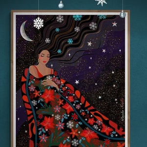 Copo de nieve, te veo esta noche: impresión de arte inspiradora, decoración de arte acogedora, impresiones de copos de nieve, arte de pared de nieve, arte de pared minimalista, decoración de arte de invierno