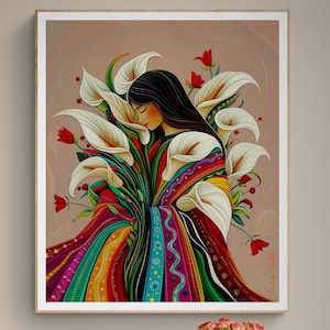 Calla Lilly Flower Vendor Guatemala El Salvador Mexican Guatemalan El Salvador Latin American Boho Diego Rivera Style Art Print Alcatraces