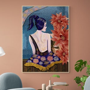 Relax time Selfcare SPA - Woman Art Decor, Portrait wall art decor, bedroom wall decor wall art bathroom relaxation night decor poster,Boho
