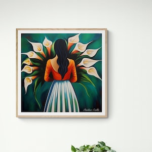 Alcatraces Calla Lily Flower Vendor Guatemala El Salvador Mexican Guatemalan Chicano Latin American Boho Diego Rivera Style Art Print