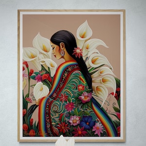 Calla Lilly Flower Vendor Guatemala El Salvador Mexican Guatemalan El Salvador Latin American Boho Diego Rivera Style Art Print Alcatraces