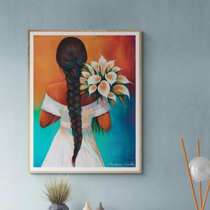 Calla Lily Flower Vendor Guatemala El Salvador Mexican Guatemalan Chicano Latin American Boho Diego Rivera Style Art Print Latinx