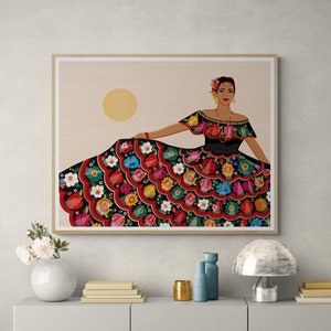 Chiapas Woman Print,Landscape orientation, Mexican Wall Art, Folklore Art, Hispanic Heritage Month, Latino Folk Art Prints, Latin American