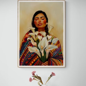 Calla Lilly reflections, Guatemala El Salvador Mexican Guatemalan El Salvador Latin American Boho Diego Rivera Style Art Print Alcatraces