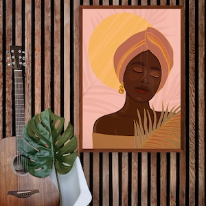 Listen, Black Woman Wall Hanging PosterArt, Tropical, Abstract African Woman Art, African American art, Vintage