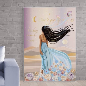 Positif, Affiche d’affirmation habilitante, carte, phases de lune, zodiaque, beaux-arts illustrés, la vie est un voyage avec des papillons et des fleurs,