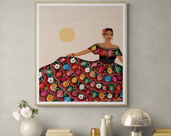 Chiapas Woman Print, Mexican Wall Art, Hispanic Art, Folklore Art, Hispanic Heritage Month, Latino Folk Art Prints, Latin American Portrait