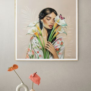 Calla Lilly Flower Vendor Guatemala El Salvador Mexican Guatemalan Chicano Latin American Boho Diego Rivera Style Art Alcatraces,Cashmere