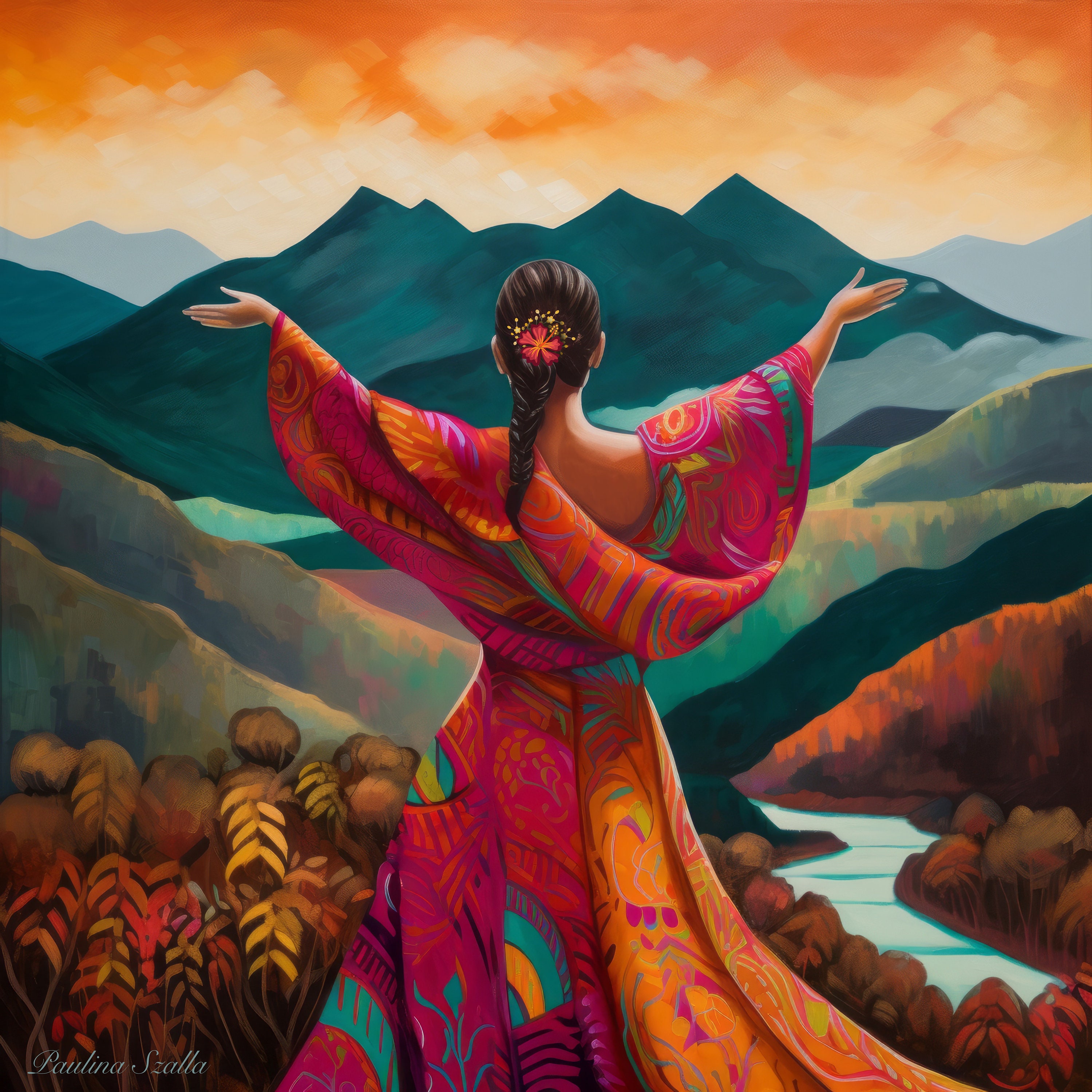 Embrace the World, EARTH Mama2,mother Nature,fine Art Nature Woman