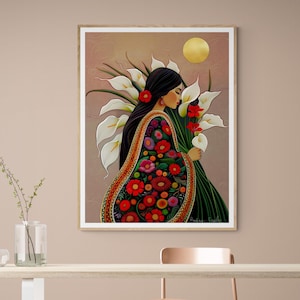 Calla Lilly Flower Vendor Guatemala El Salvador Mexican Guatemalan El Salvador Latin American Boho Diego Rivera Style Art Print Alcatraces