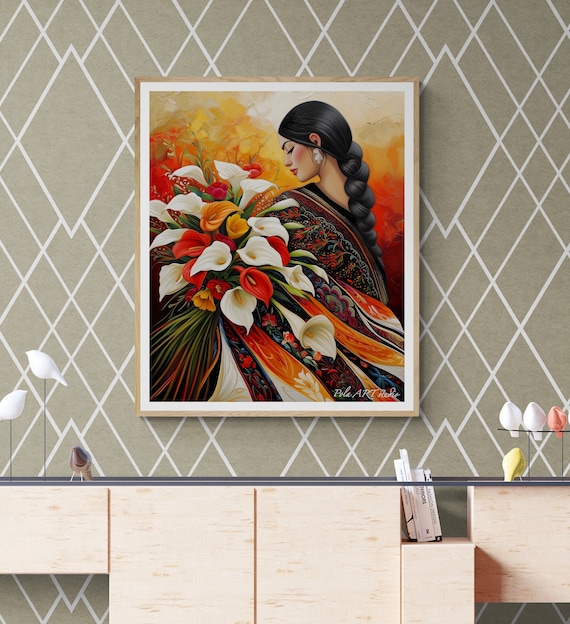 Alcatraces Calla Lily Flower Vendor Art Print, Mexican Guatemalan