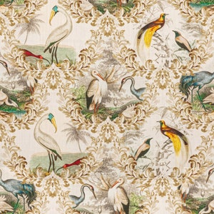 Empress Swag Valance in Wayward Natural Bird Toile - Large Scale