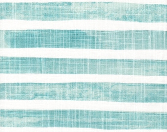 Fabric Cut Yardage in Nelson Cancun Blue Horizontal Watercolor Stripe