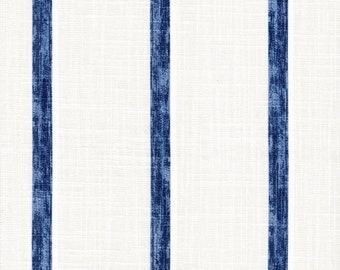 Round Tablecloth in Miles Italian Denim Blue Stripe